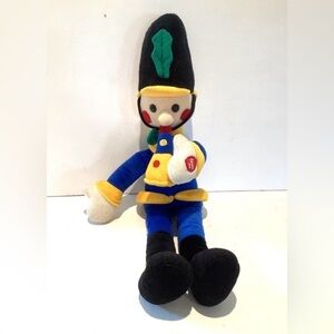 RARE VTG 80s 24” Christmas Soldier Plush Doll Trumpet Bandsman Toy Music EUC